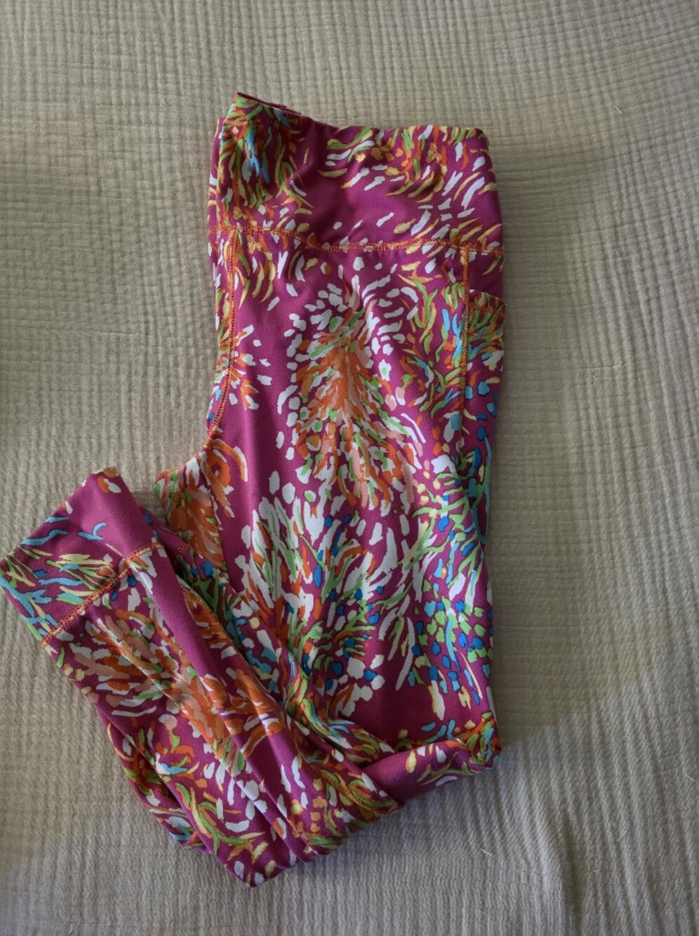 Elle Hot Pink Logo Active Top with Gold Accent